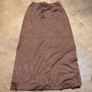 J Jill Faux Suede Maxi Skirt Brown Pull On Prairecore Womens Small